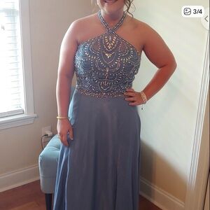 Dave & Johnny Beaded Blue Gown